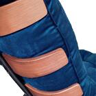 Kit Puff + Poltrona Decorativa Costela Suede Azul Royal