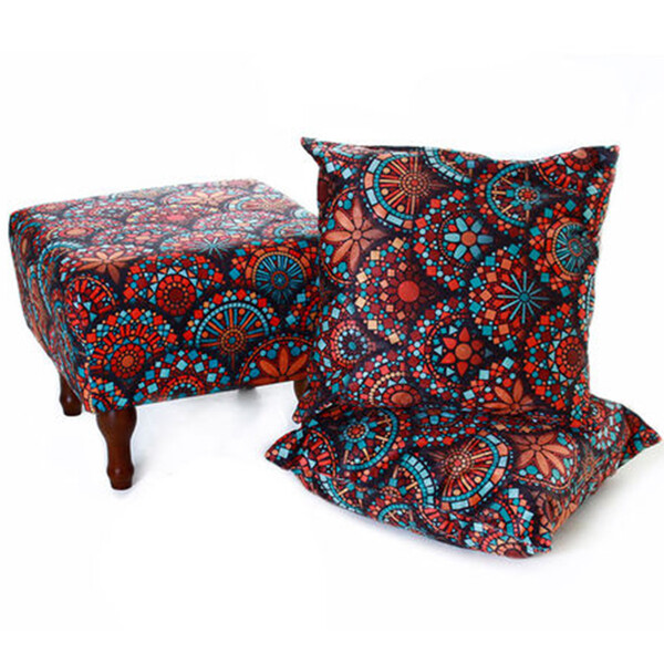 Kit Puff Banqueta 40cm + 2 Almofadas 45cm Decorativas Bf Colc