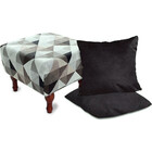 Kit Puff Banqueta 40cm + 2 Almofadas Decorativas 45cm Para Sa