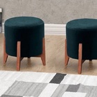 Kit Puff Banqueta Prince Luxo Madeira Maciça Premium Suede Az