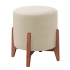 Kit Puff Banqueta Prince Luxo Madeira Maciça Premium Suede Be