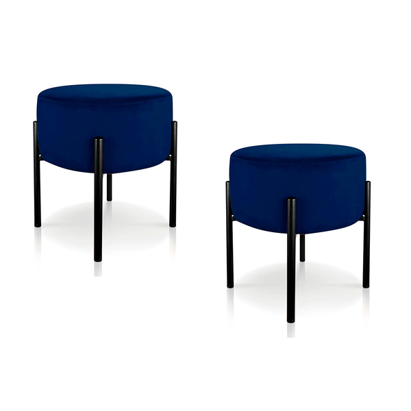 Kit Puff De Luxo Suede Azul Marinho - Vallisa Decor