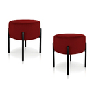 Kit Puff De Luxo Suede Bordo - Vallisa Decor