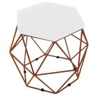 Kit Puff E Banqueta Aramado Base Bronze Suede Branco