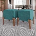 Kit Puff Estofado Tecido Suede Com Pés Em Madeira Maciça