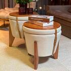 Kit Puff Multiuso Com Mesa Flex Linho Claro