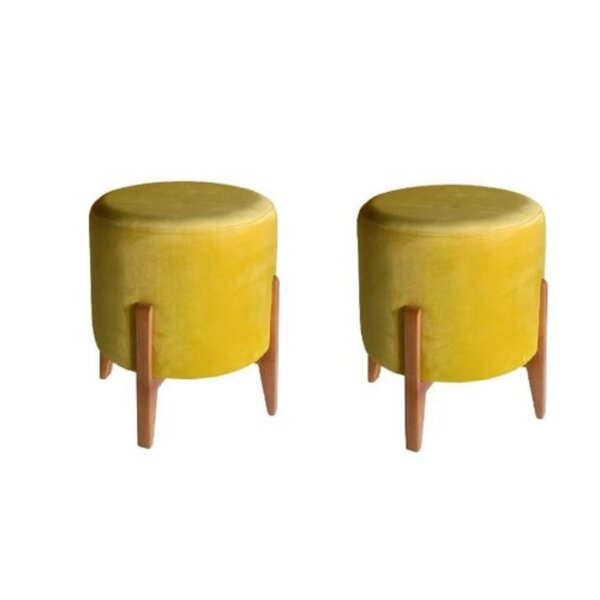 Kit Puff Paloma Luxo Madeira Maciça Tecido Suede Premium Amar