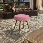 Kit Puff Puf Pufe Luxo Decorativo Redondo Isa Veludo Rose 4 P