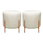 Kit Puff Redondo Decorativo Capri Base Bronze Corino Bege