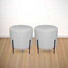 Kit Puff Redondo Decorativo Capri Base Preto Corino Branco