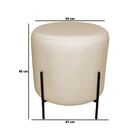 Kit Puff Redondo Decorativo Capri Base Preto Linho Bege