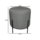 Kit Puff Redondo Decorativo Capri Base Preto Suede Cinza