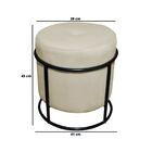 Kit Puff Redondo Decorativo Royale Base Preto Corino Bege