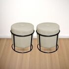 Kit Puff Redondo Decorativo Royale Base Preto Corino Bege