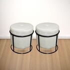 Kit Puff Redondo Decorativo Royale Base Preto Suede Bege