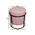 Kit Puff Redondo Decorativo Royale Base Preto Suede Rosa