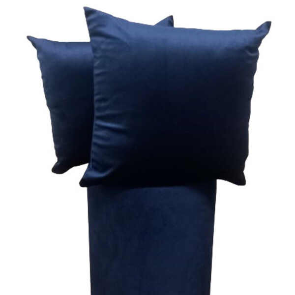 Kit Puff Tubinho Veludo + 2 Capas De Almofada 45x45  Marinho
