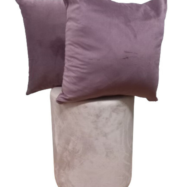 Kit Puff Tubinho Veludo + 2 Capas De Almofada 45x45  Rose