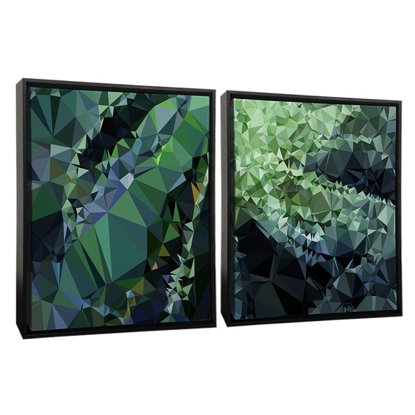 Kit Quadro Decorativo 2 Telas 60x40 Model. Geométrico Verde P