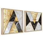 Kit Quadro Decorativo 2 Telas 60x40 Model. Mosaico Dourado Na