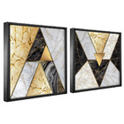 Kit Quadro Decorativo 2 Telas 60x40 Model. Mosaico Dourado Pr