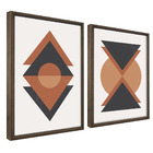 Kit Quadro Decorativo 2 Telas Abstrato Geométrico Círculos Tr