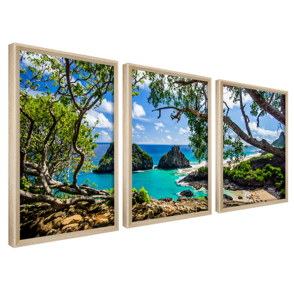 Kit Quadro Decorativo 3 Peças 60x40 Model. Fernando De Noronh