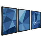 Kit Quadro Decorativo 3 Telas 60x40 Model. Abstrato Azul Quad