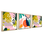 Kit Quadro Decorativo 3 Telas 60x40 Model. Abstrato Composiçã