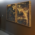 Kit Quadro Decorativo Abstrato Agate Com Moldura Dourada - 14