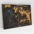 Kit Quadro Decorativo Abstrato Agate Com Moldura Marrom - 100