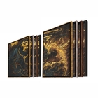 Kit Quadro Decorativo Abstrato Agate Com Moldura Preto - 200x