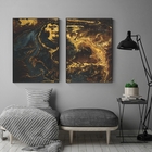 Kit Quadro Decorativo Abstrato Agate Com Moldura Preto - 80x60
