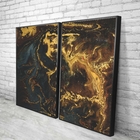 Kit Quadro Decorativo Abstrato Agate Com Moldura Preto - 80x60