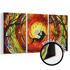 Kit Quadro Decorativo Abstrato Menina No Balanço Sala Quarto