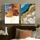 Kit Quadro Decorativo Abstrato Texturas Com Moldura Dourada -