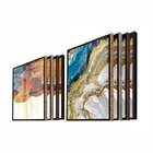 Kit Quadro Decorativo Abstrato Texturas Com Moldura Marrom E