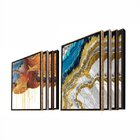 Kit Quadro Decorativo Abstrato Texturas Com Moldura Prata - 1