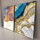 Kit Quadro Decorativo Abstrato Texturas Com Moldura Prata E V