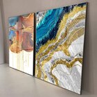 Kit Quadro Decorativo Abstrato Texturas Com Moldura Prata E V