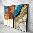 Kit Quadro Decorativo Abstrato Texturas Com Moldura Preto - 8