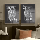 Kit Quadro Decorativo Cartas Silver Cards Com Moldura Dourada