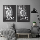 Kit Quadro Decorativo Cartas Silver Cards Com Moldura Preta E