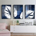 Kit Quadro Decorativo Floral Blue Monstera Com Moldura Preta