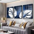 Kit Quadro Decorativo Floral Blue Monstera Com Moldura Preta