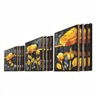 Kit Quadro Decorativo Floral Rosé D'ouro Com Moldura Preta -