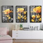 Kit Quadro Decorativo Floral Rosé D'ouro Com Moldura Preta E