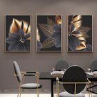 Kit Quadro Decorativo Folhas De Ouro Com Moldura Dourada - 18