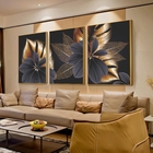 Kit Quadro Decorativo Folhas De Ouro Com Moldura Dourada - 18