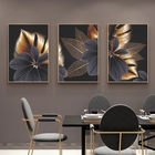 Kit Quadro Decorativo Folhas De Ouro Com Moldura Dourada - 24